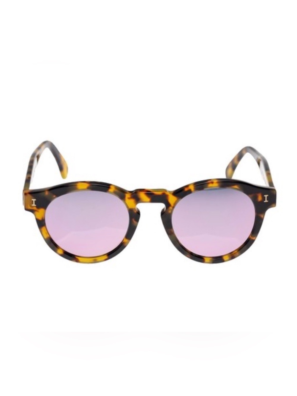 Illesteva Leonard round sunglasses with rose gold and gray lenses